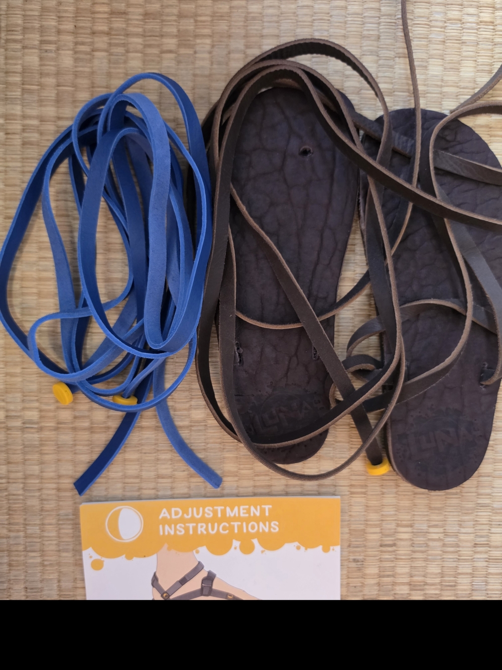 LUNA Sandals - Women’s Brown Wrap Sandals with Blue Accent Laces